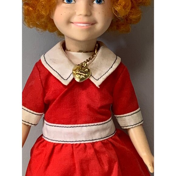 Vintage Orphan Annie Knickerbocker Doll with Locket Red Dress - Picture 3 of 7